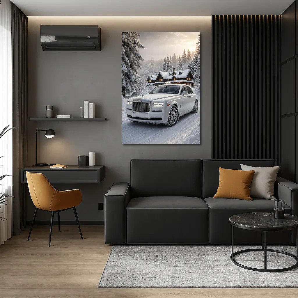 Rolls Royce Phantom White Winter Snow Forest – Wall Art