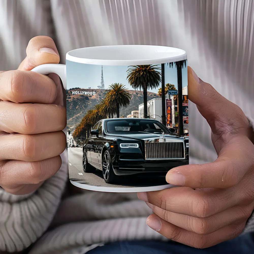 Rolls Royce Ghost Black Hollywood Boulevard Los Angeles – Mugs