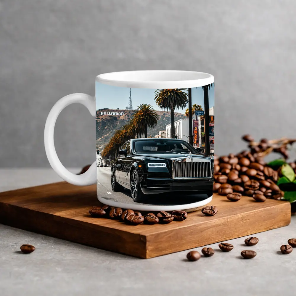 Rolls Royce Ghost Black Hollywood Boulevard Los Angeles – Mugs