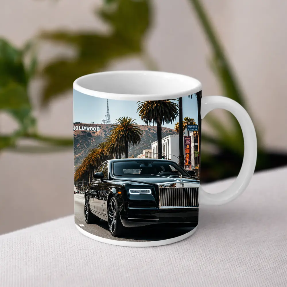 Rolls Royce Ghost Black Hollywood Boulevard Los Angeles – Mugs