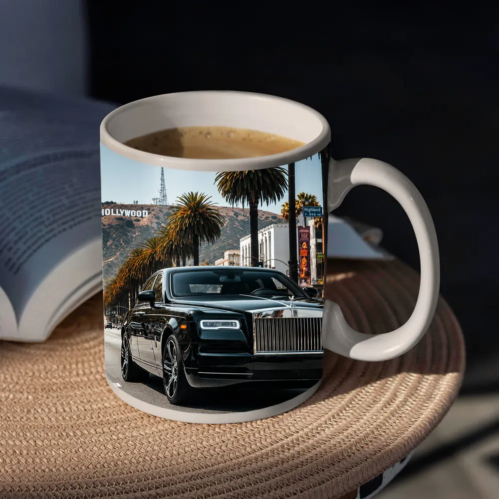 Rolls Royce Ghost Black Hollywood Boulevard Los Angeles – Mugs