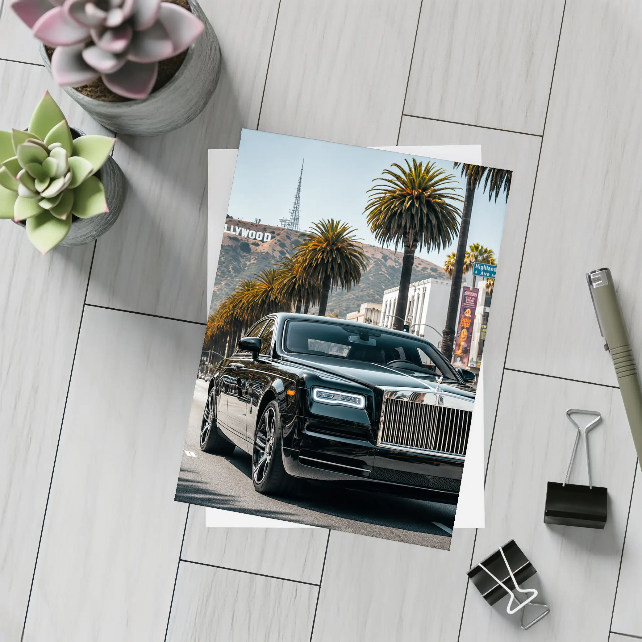 Rolls Royce Ghost Black Hollywood Boulevard Los Angeles – Postcards