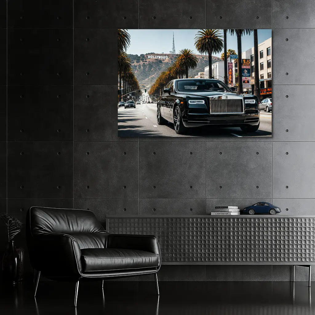 Rolls Royce Ghost Black Hollywood Boulevard Los Angeles – Wall Art