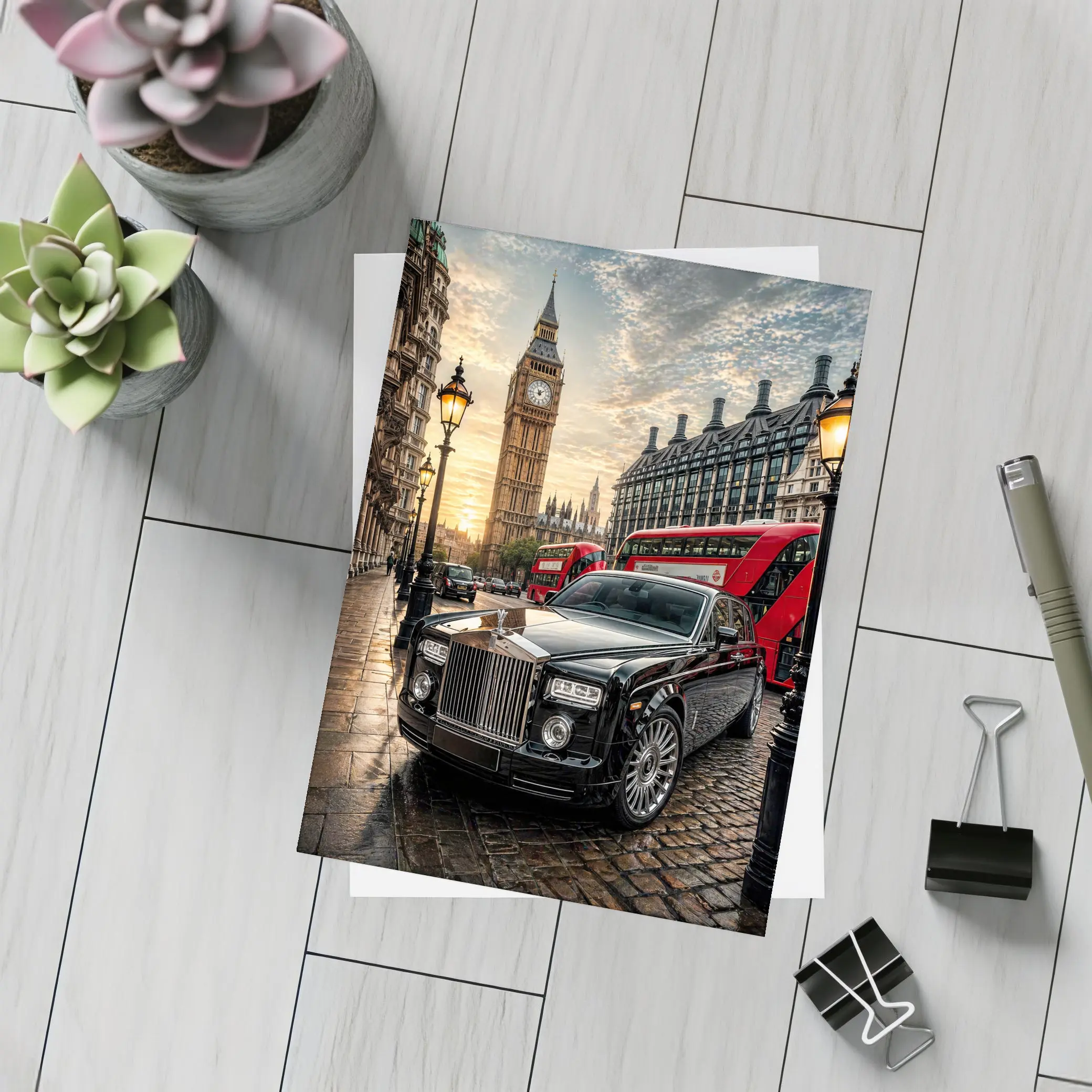 Rolls Royce Phantom Big Ben London Street – Postcards