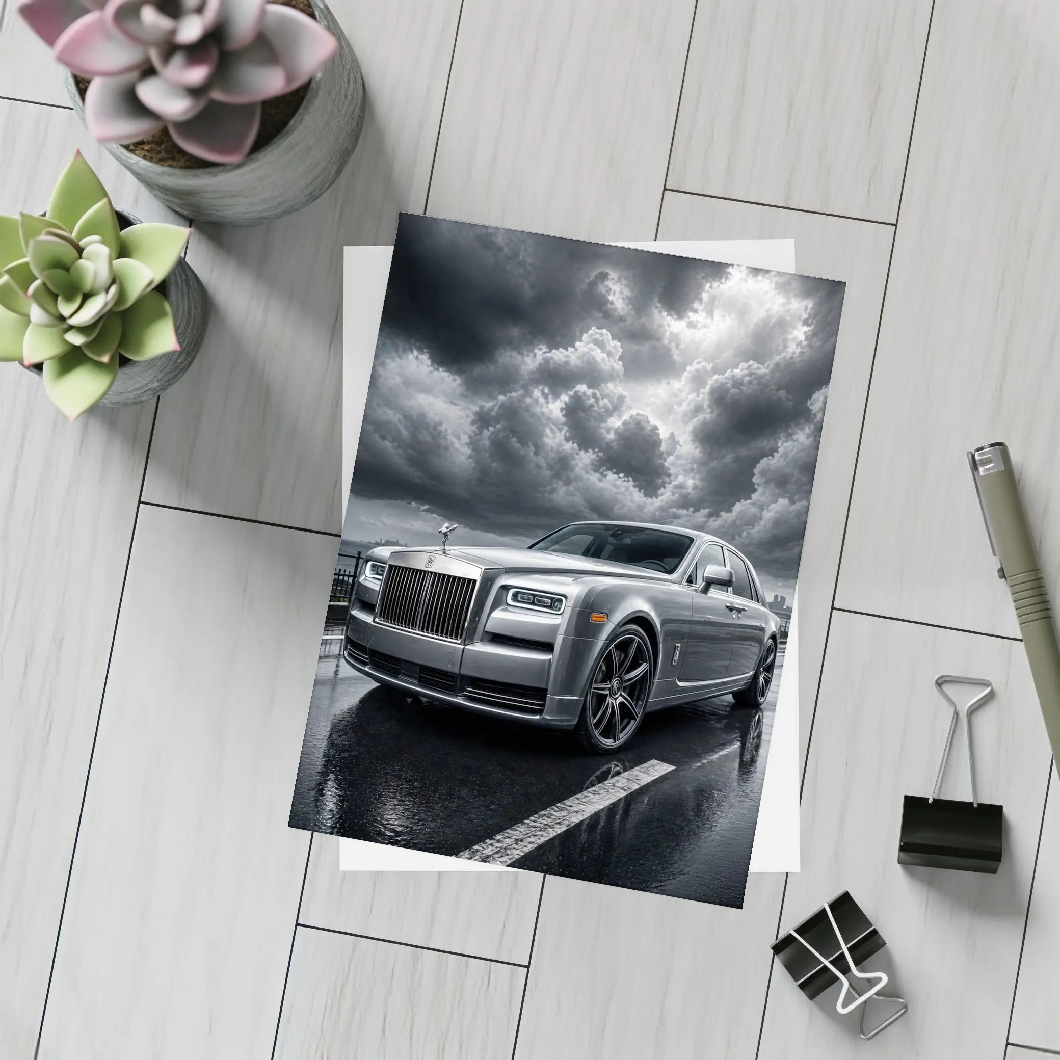 Rolls Royce Phantom Under Stormy Dark Skies – Postcards