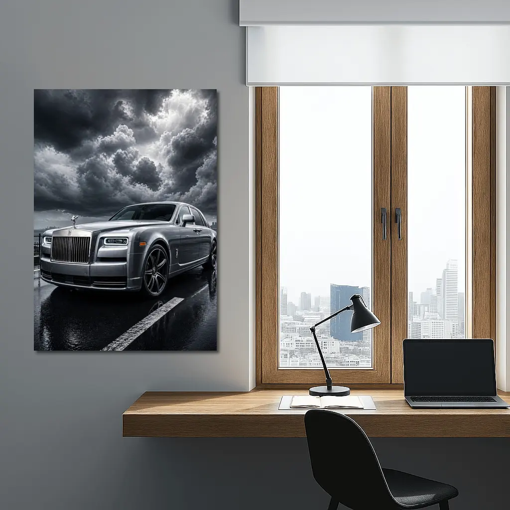 Rolls Royce Phantom Under Stormy Dark Skies – Wall Art