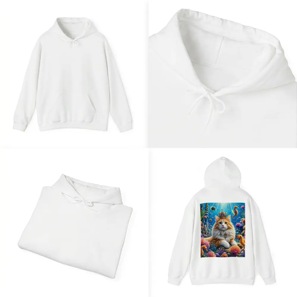 Royal Cat Wearing Crown Underwater Coral Kingdom – Hoodies