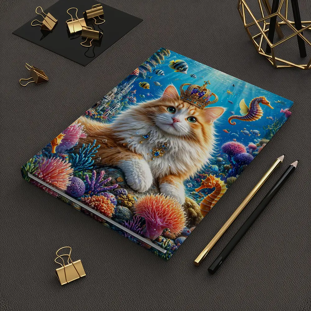 Royal Cat Wearing Crown Underwater Coral Kingdom – Notebooks