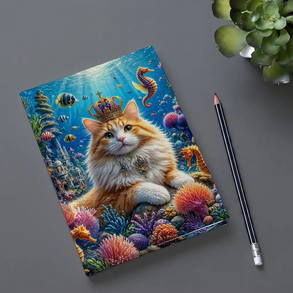 Royal Cat Wearing Crown Underwater Coral Kingdom – Notebooks