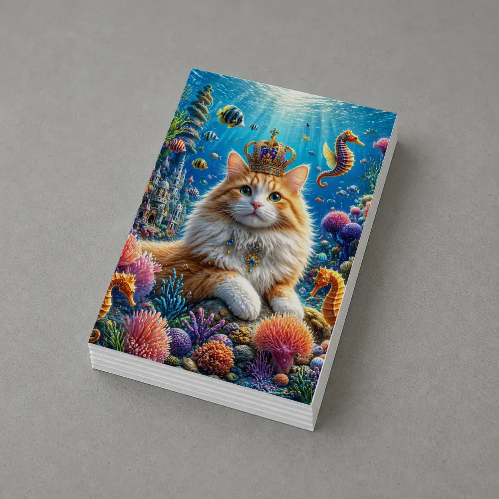 Royal Cat Wearing Crown Underwater Coral Kingdom – Postcards