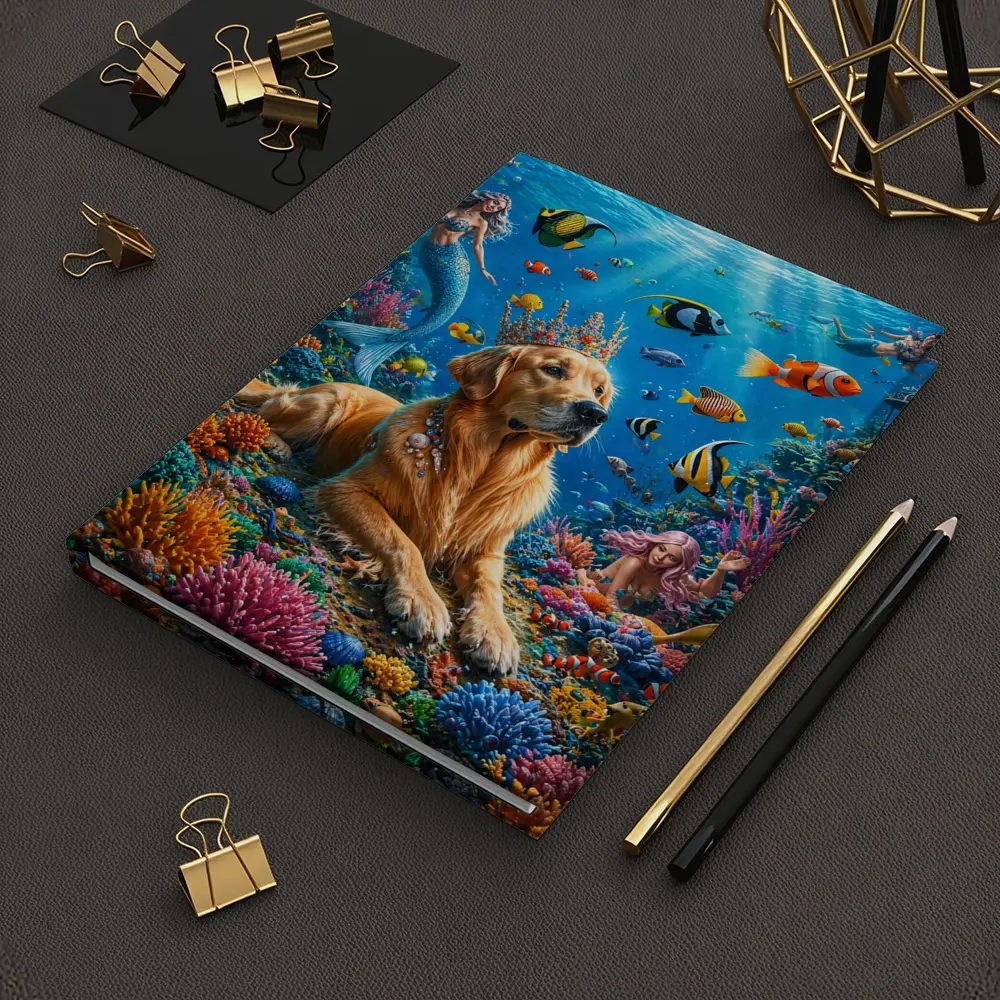 Golden Retriever King Underwater Coral Reef Fantasy – Notebooks