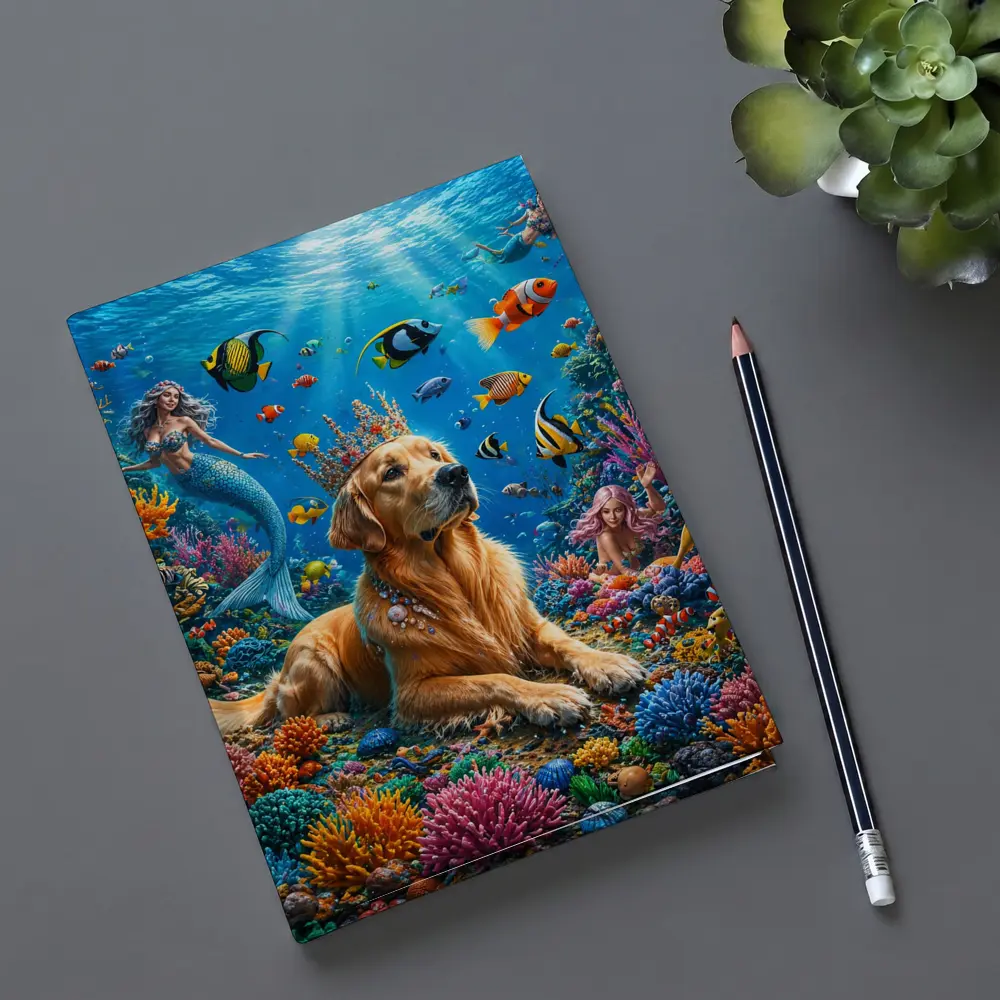 Golden Retriever King Underwater Coral Reef Fantasy – Notebooks