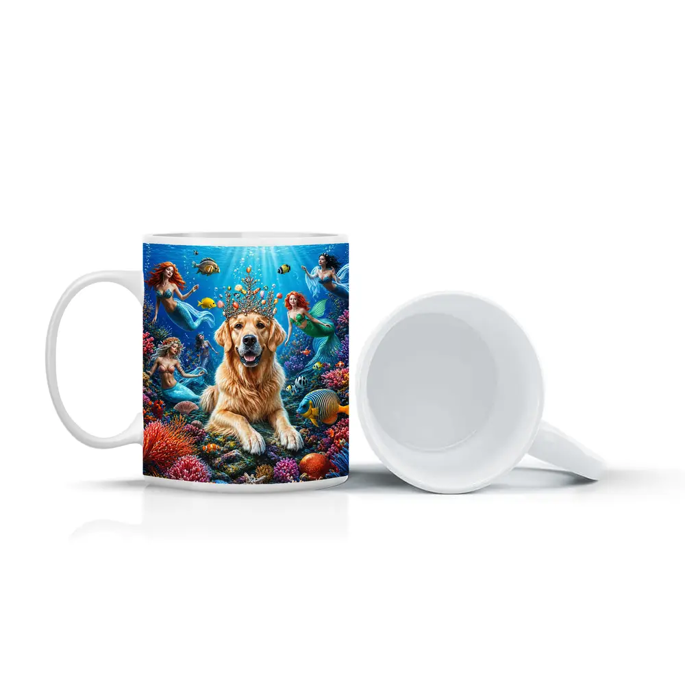 Golden Retriever King Underwater Mermaid Fantasy – Mugs