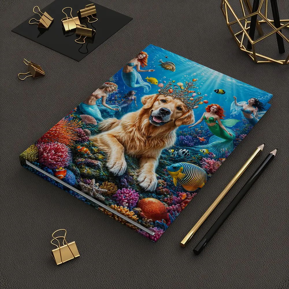 Golden Retriever King Underwater Mermaid Fantasy – Notebooks