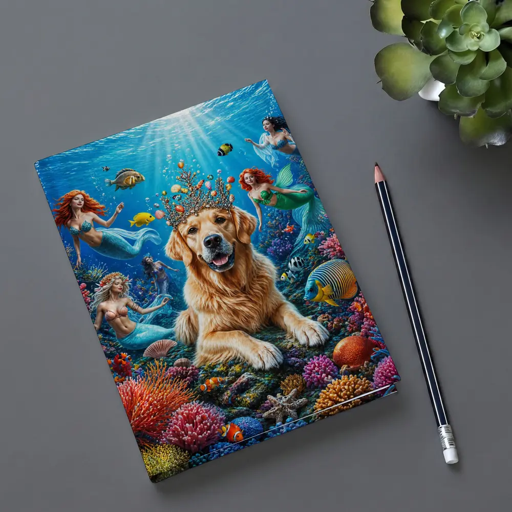 Golden Retriever King Underwater Mermaid Fantasy – Notebooks