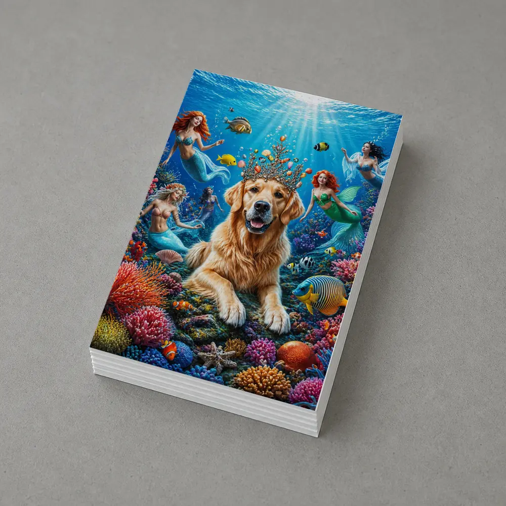 Golden Retriever King Underwater Mermaid Fantasy – Postcards