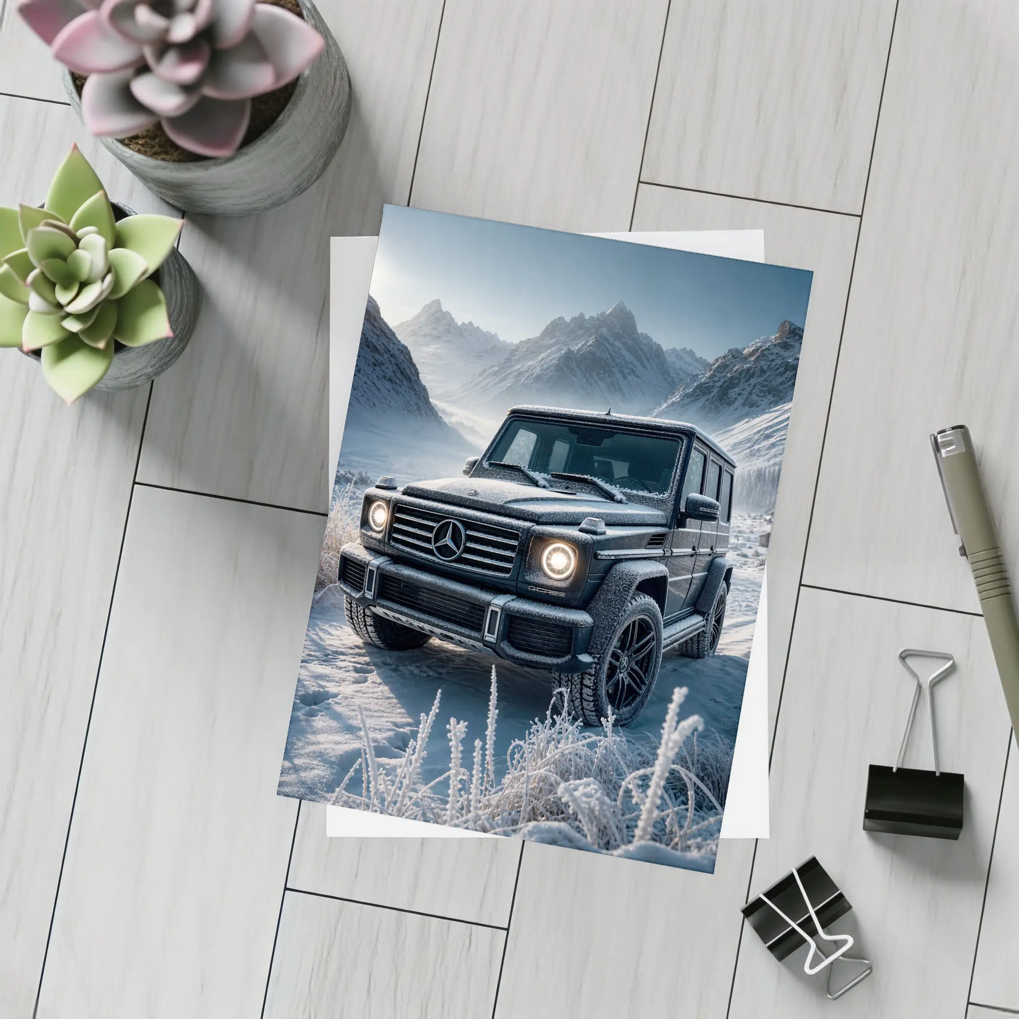 Mercedes Benz G Class Frozen Winter Mountains – Postcards