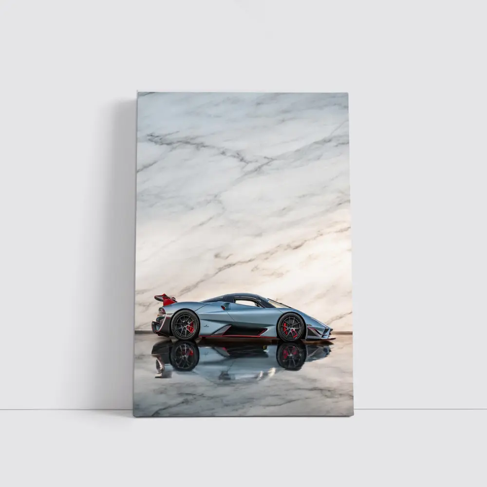 SSC Tuatara Supercar Against Marble Wall – Wall Art