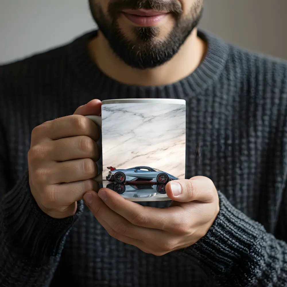 SSC Tuatara Supercar Against Marble Wall – Mugs