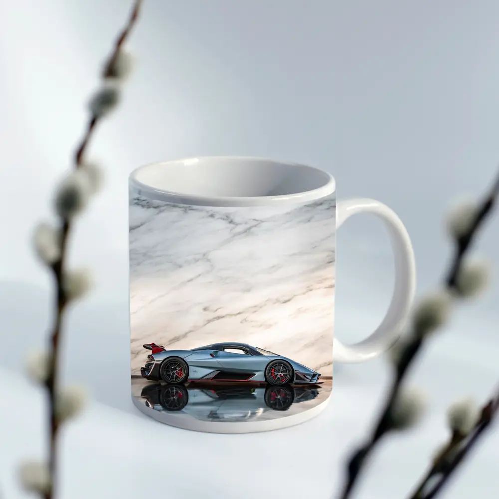 SSC Tuatara Supercar Against Marble Wall – Mugs