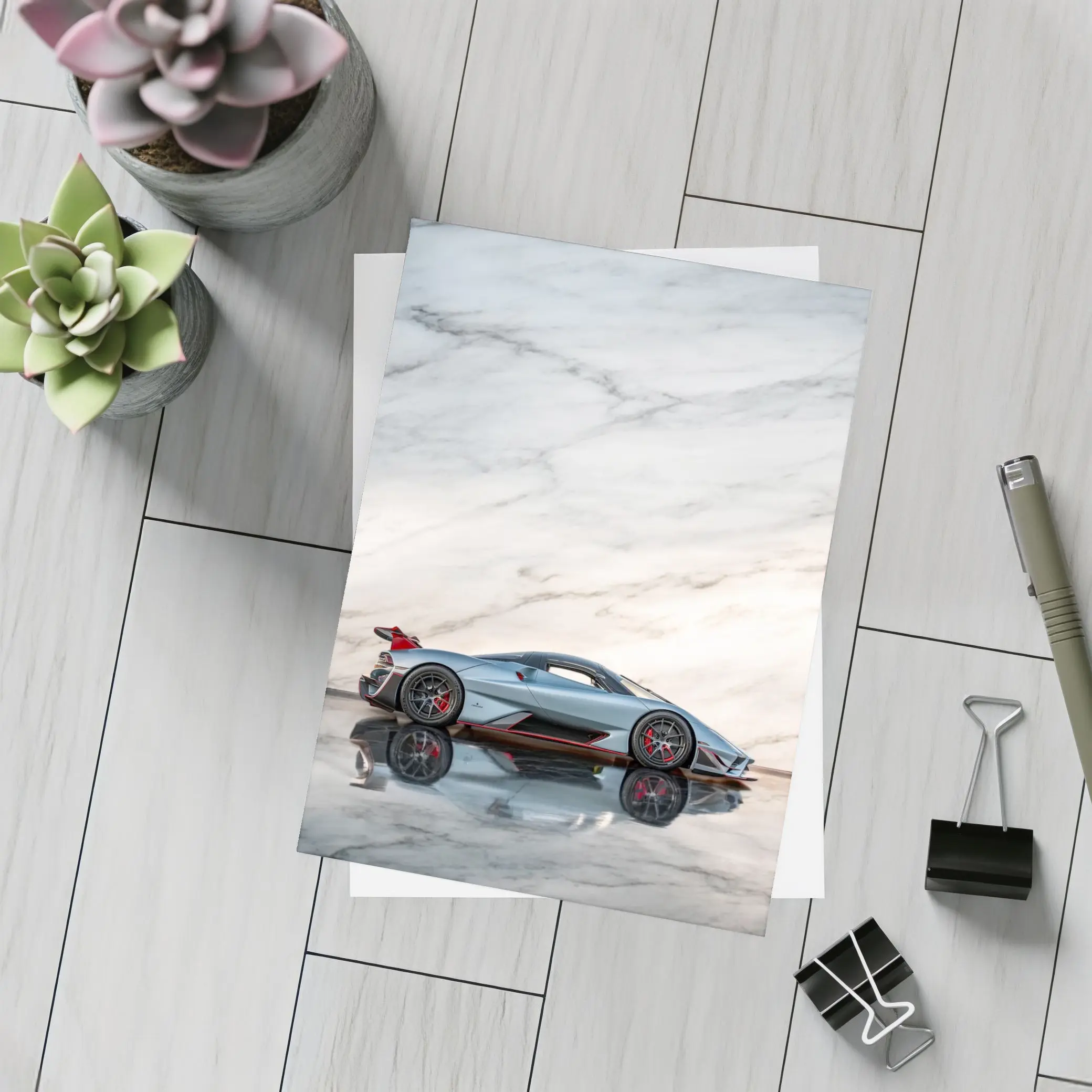 SSC Tuatara Supercar Against Marble Wall – Postcards