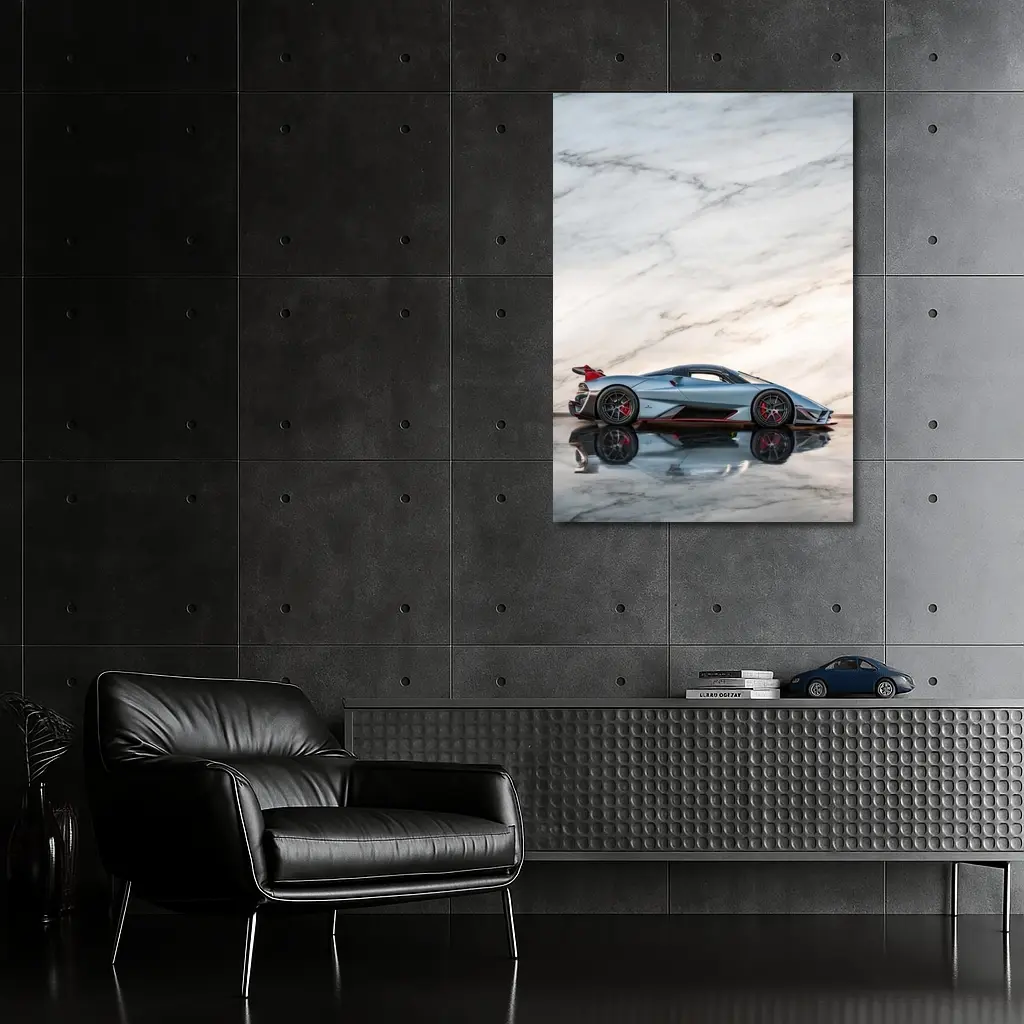 SSC Tuatara Supercar Against Marble Wall – Wall Art