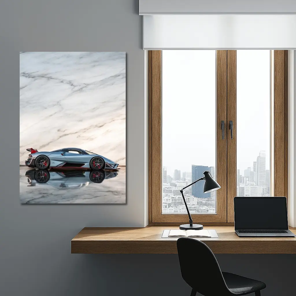 SSC Tuatara Supercar Against Marble Wall – Wall Art