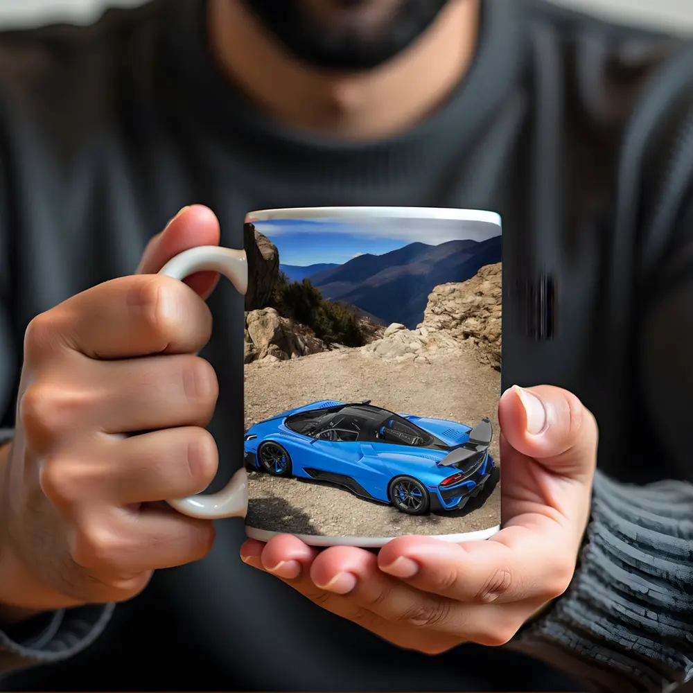 SSC North America Blue Supercar Mountain Setting – Mugs