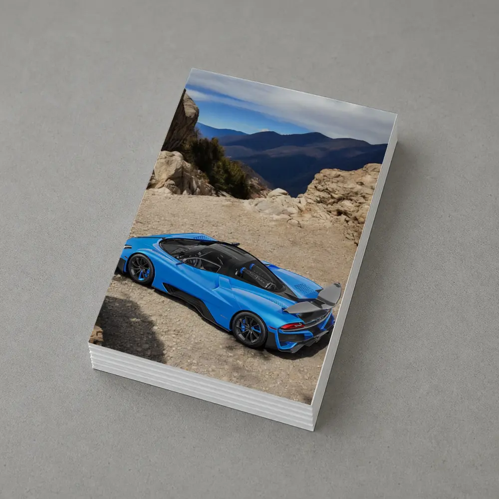 SSC North America Blue Supercar Mountain Setting – Postcards