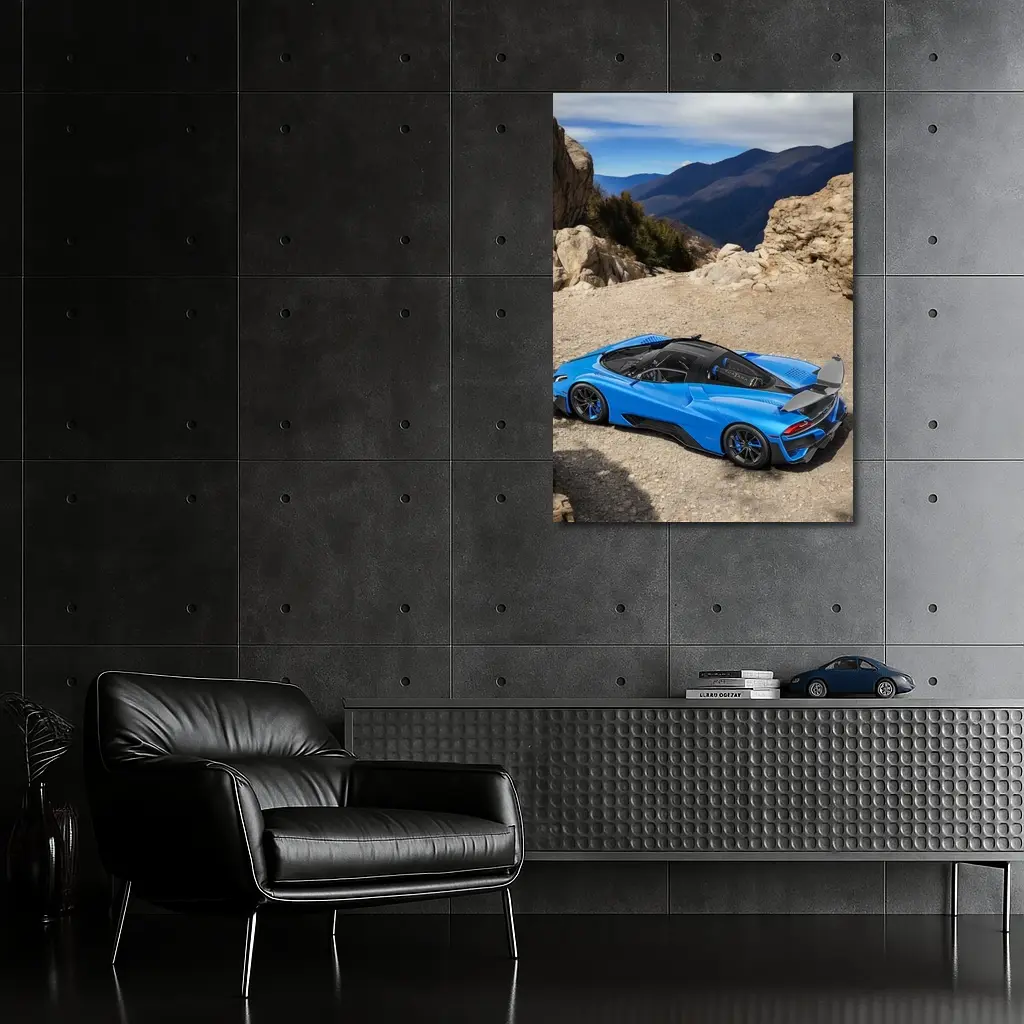 SSC North America Blue Supercar Mountain Setting – Wall Art