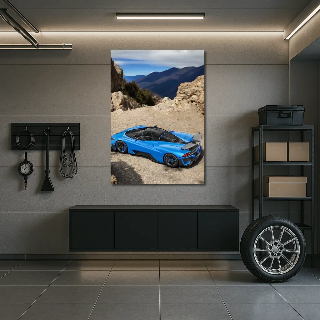 SSC North America Blue Supercar Mountain Setting – Wall Art