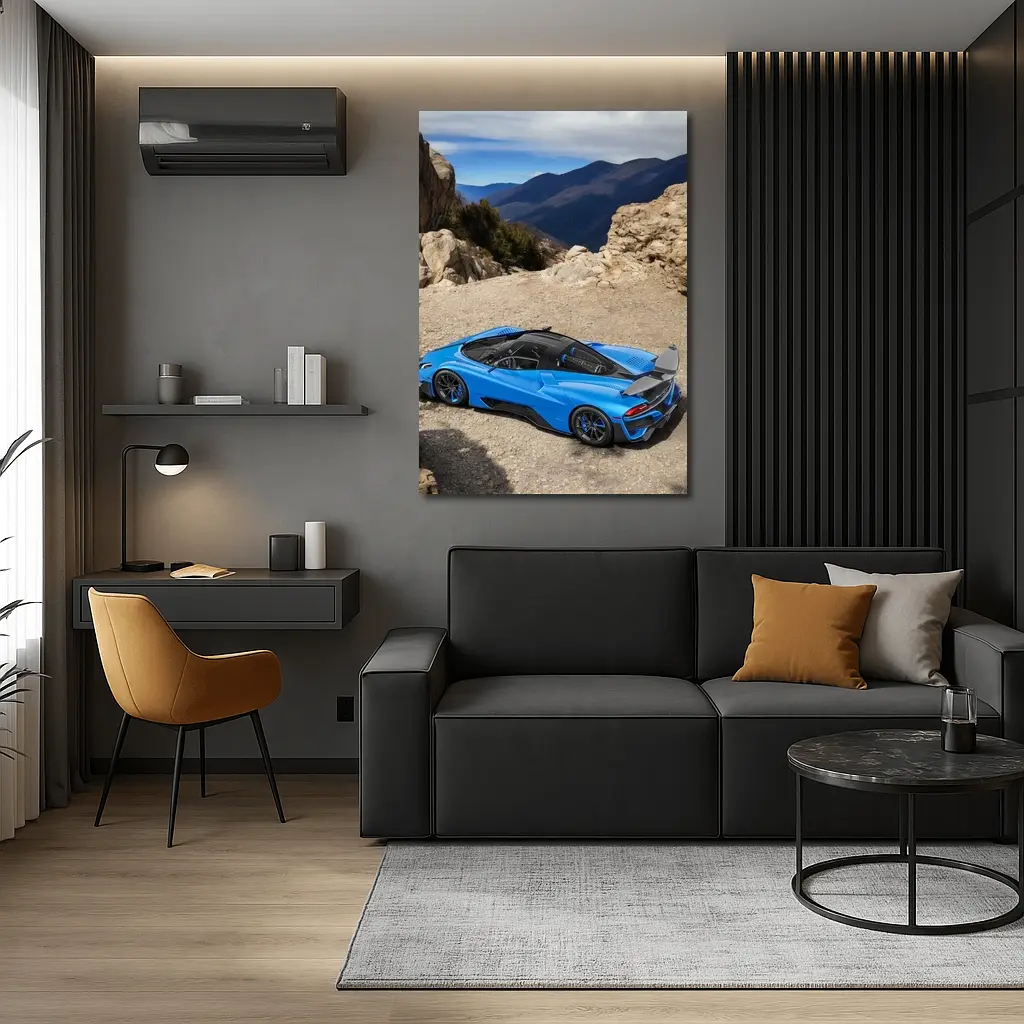 SSC North America Blue Supercar Mountain Setting – Wall Art