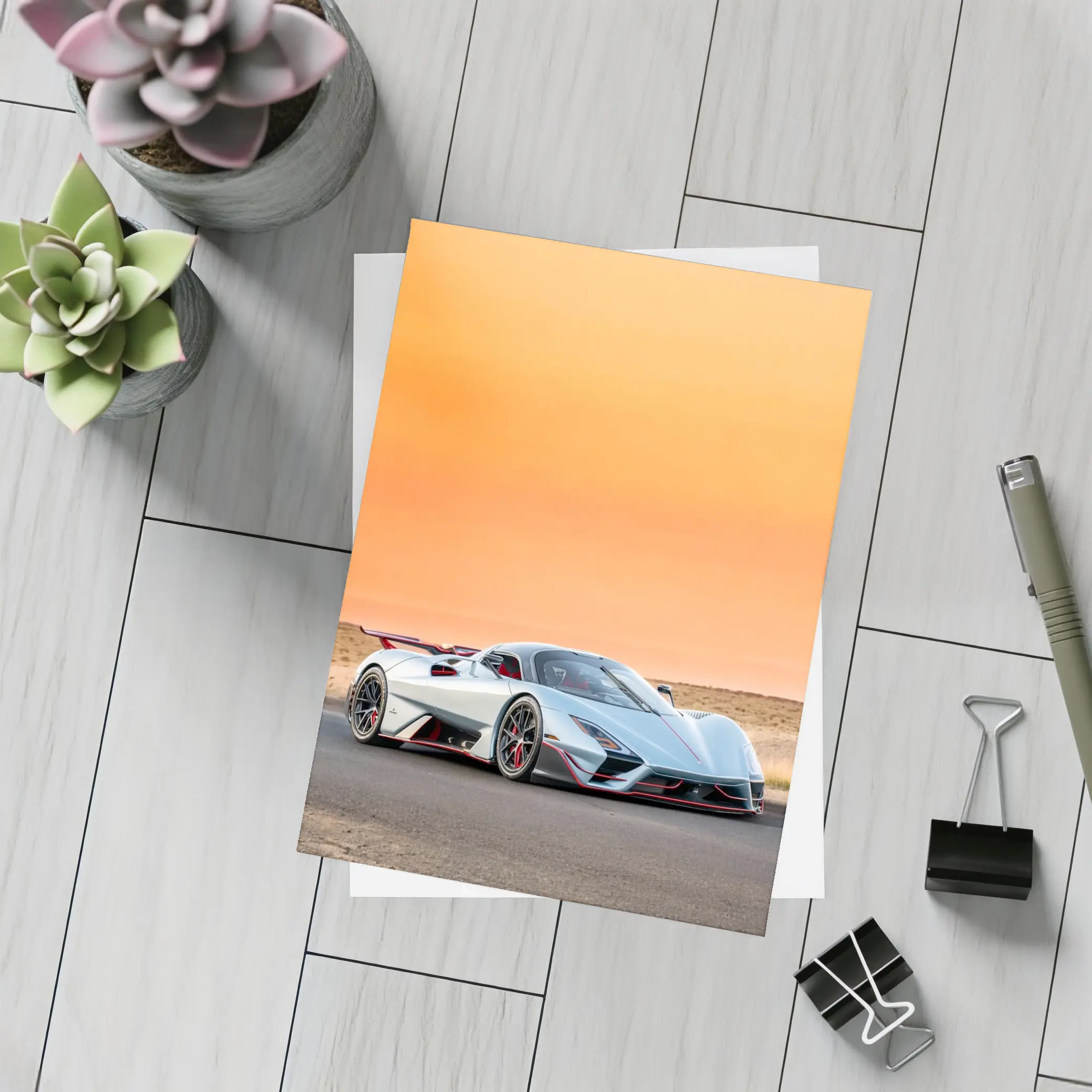 SSC Tuatara Supercar Desert Sunset Road – Postcards