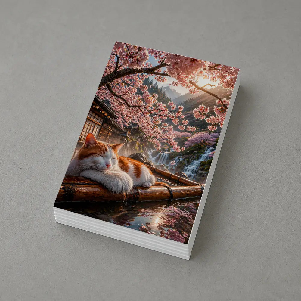 Orange White Cat Resting Under Cherry Blossoms – Postcards