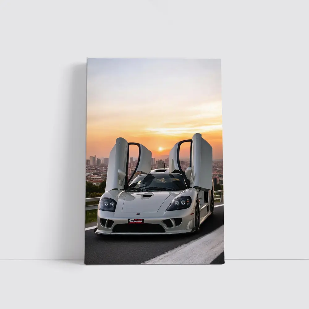 Saleen S7 White Supercar City Sunset – Wall Art