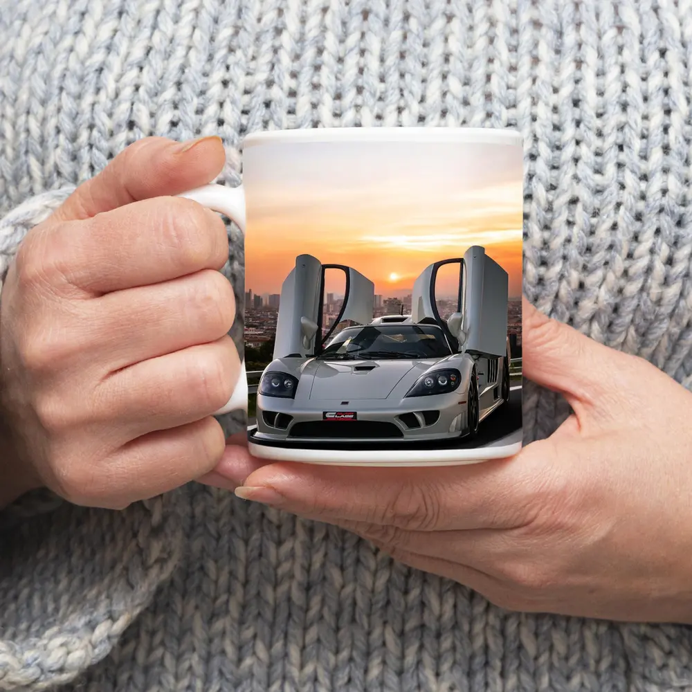 Saleen S7 White Supercar City Sunset – Mugs