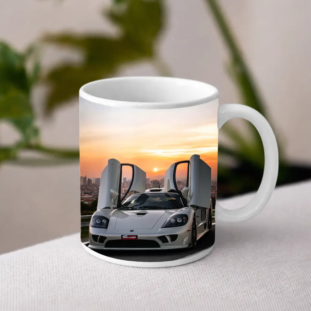 Saleen S7 White Supercar City Sunset – Mugs