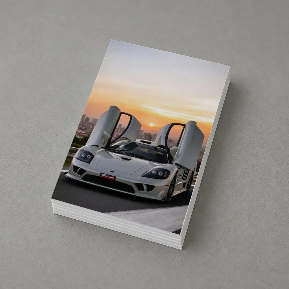 Saleen S7 White Supercar City Sunset – Postcards