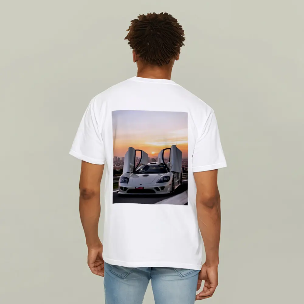 Saleen S7 White Supercar City Sunset – T-Shirts