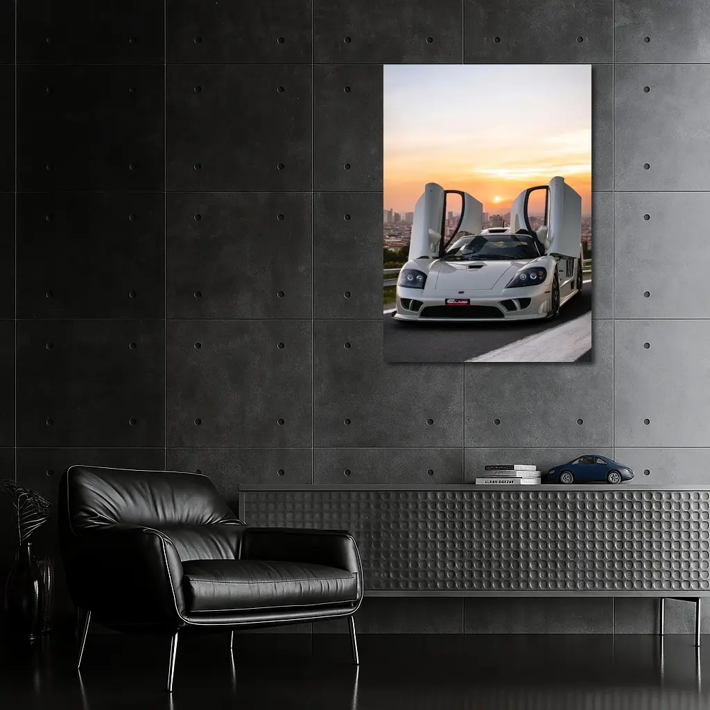 Saleen S7 White Supercar City Sunset – Wall Art