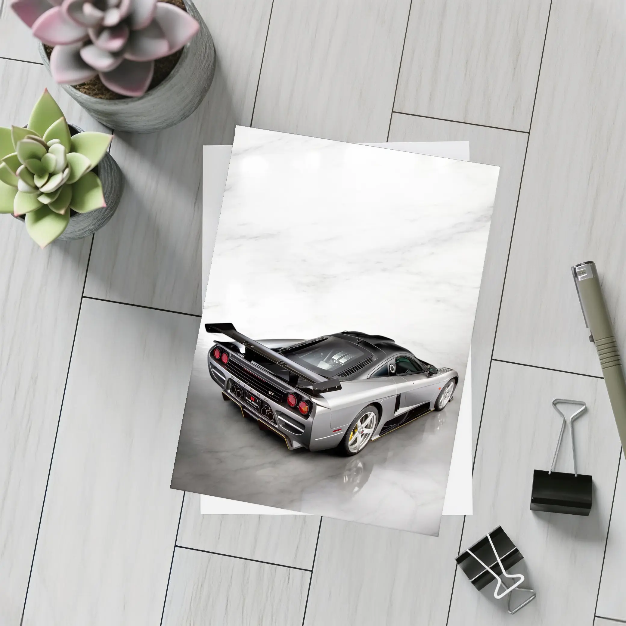 Saleen S7 Supercar Silver Marble Studio – Postcards