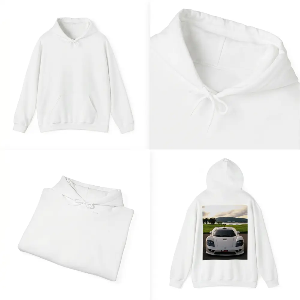 Saleen S7 White Supercar Lake Backdrop – Hoodies