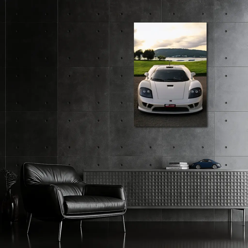 Saleen S7 White Supercar Lake Backdrop – Wall Art