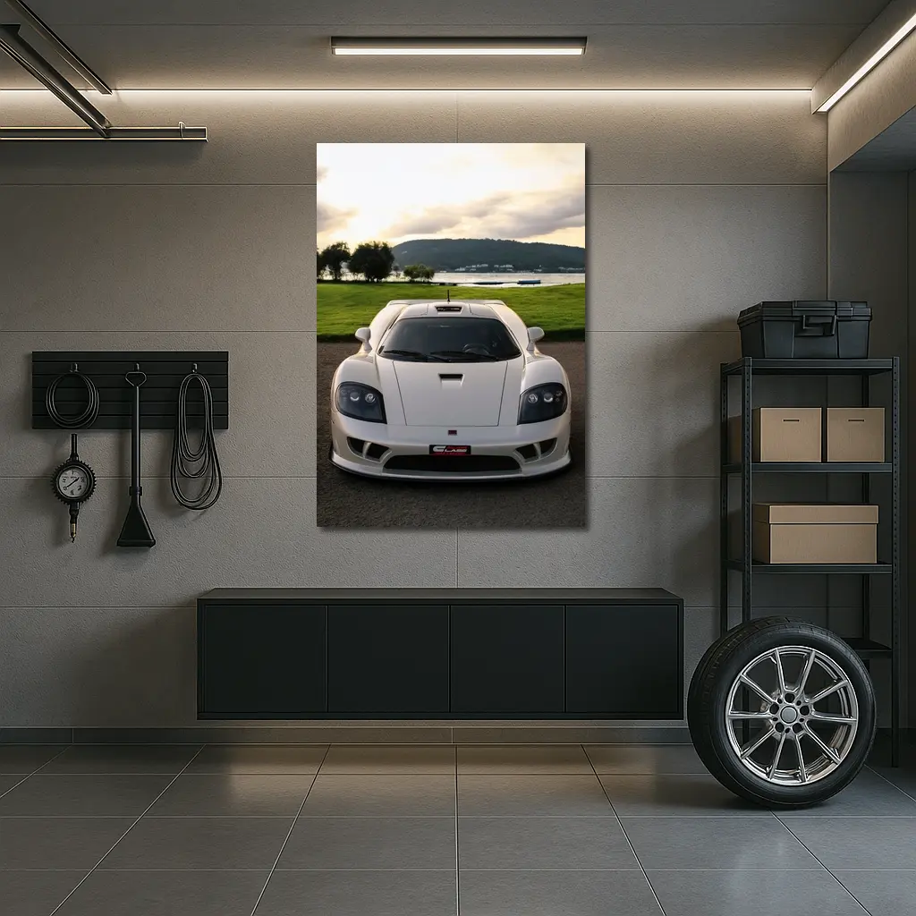 Saleen S7 White Supercar Lake Backdrop – Wall Art