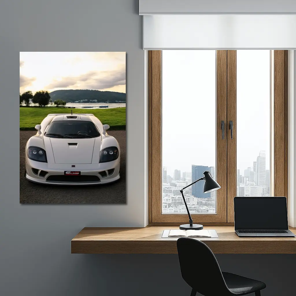 Saleen S7 White Supercar Lake Backdrop – Wall Art