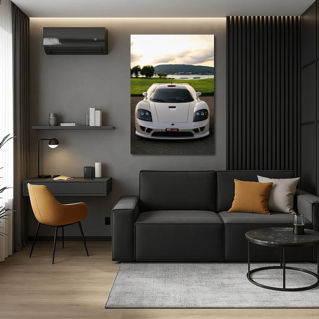 Saleen S7 White Supercar Lake Backdrop – Wall Art