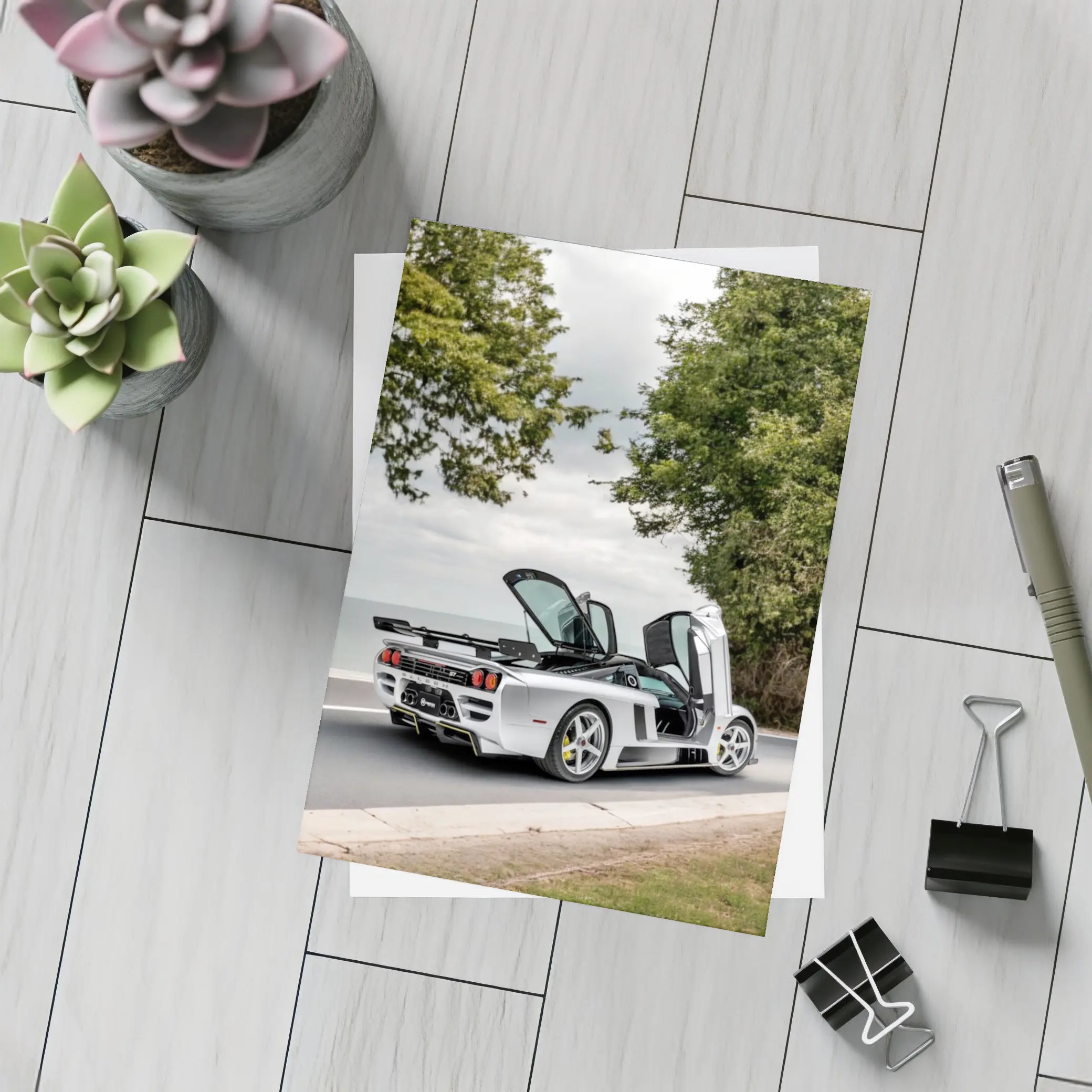 Saleen S7 Supercar Parked Near Coastal Road – Postcards