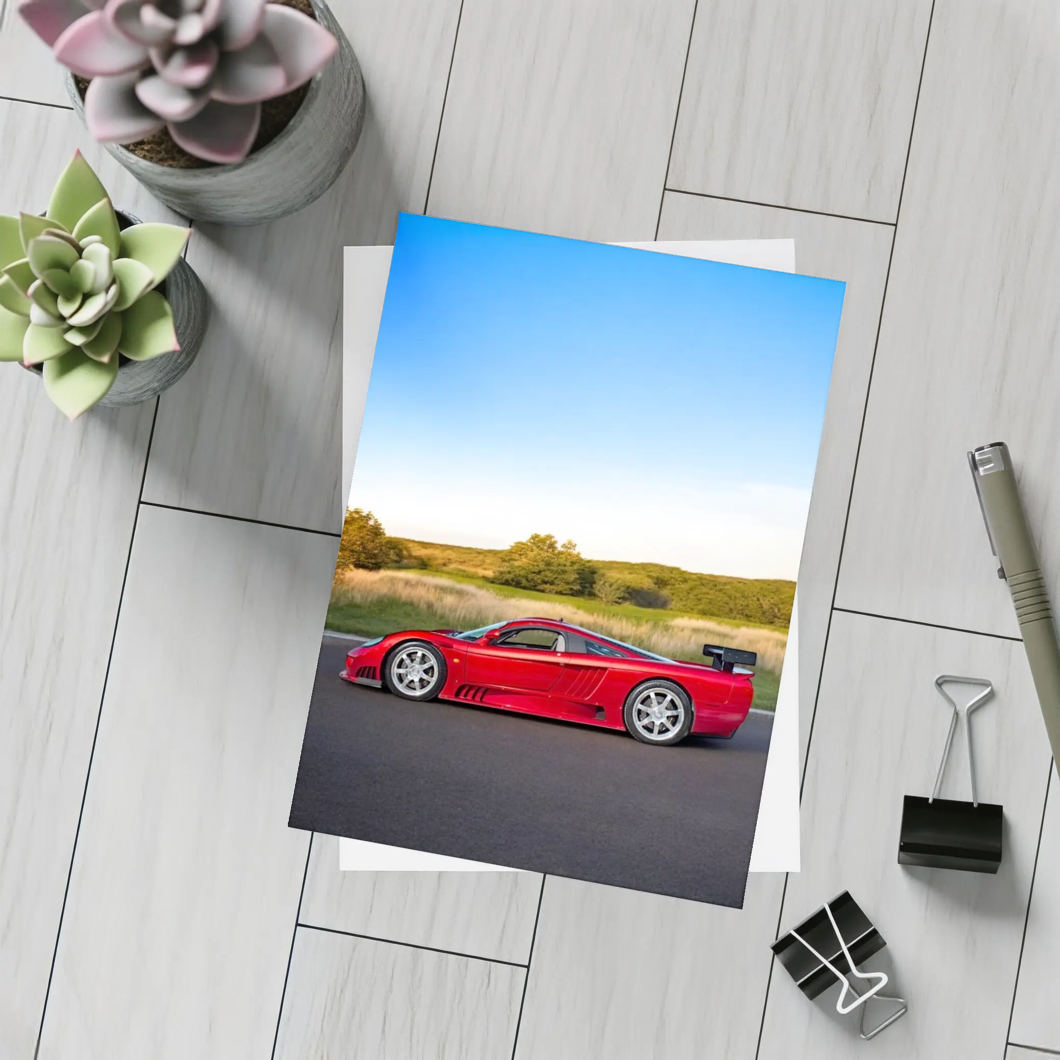 Saleen S7 Red Supercar Open Road Sunset – Postcards