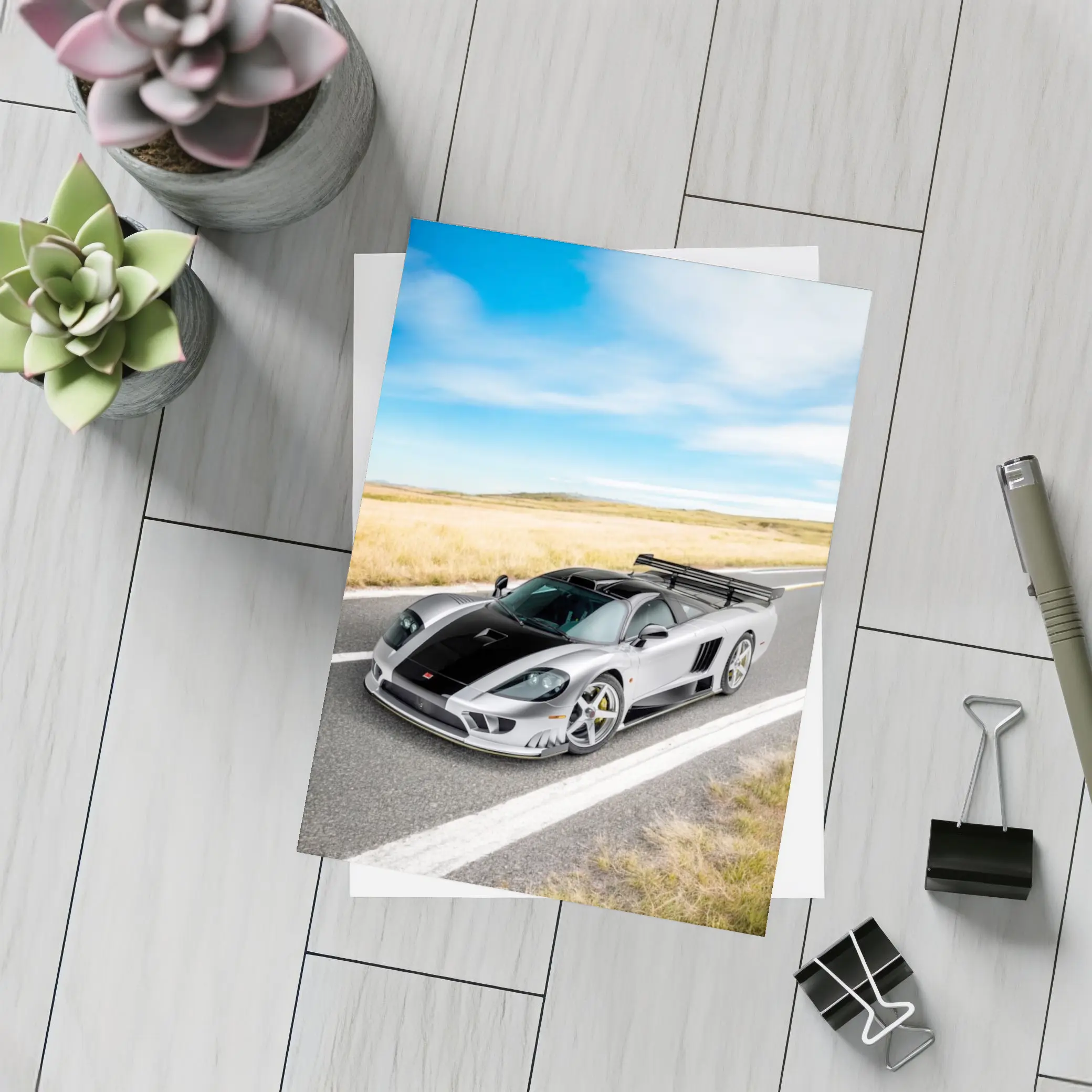 Saleen S7 Supercar On Open Country Road – Postcards