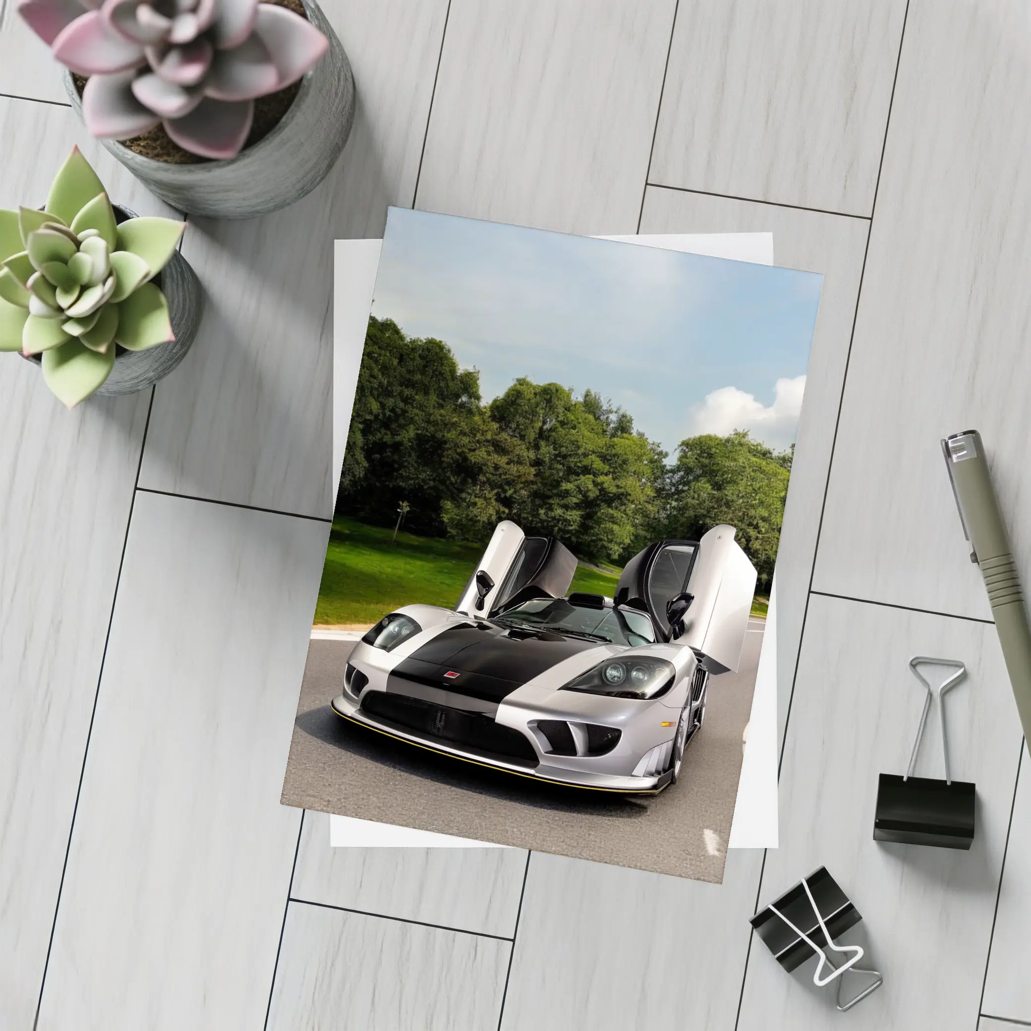 Saleen S7 Supercar Doors Open Road – Postcards